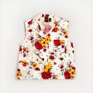 Erika Floral Sleeveless Button Front Blouse – Women’s XL – Soft Cotton Blend